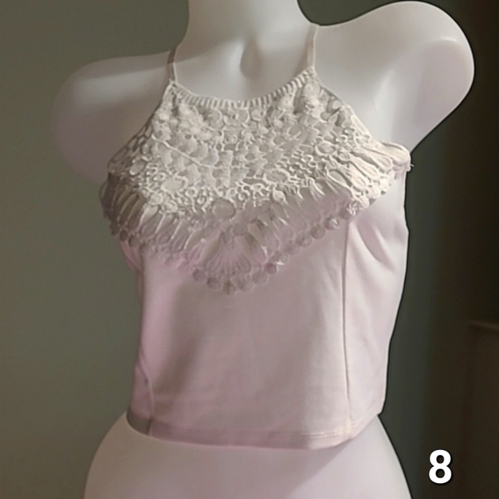 White floral crop top , size medium